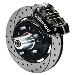 Disc Brake Kit, DynaPro Radial Big, Front, 12.19 in. Cross-Drilled/Slotted Rotor, 4-Piston Black Caliper, GM, Wilwood Tri Five ProSpindle, Kit