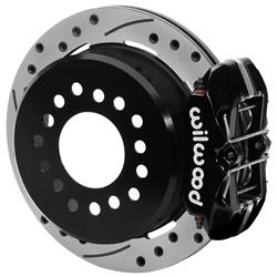 Disc Brake Kit, Dynapro Parking Brake, Rear, 11 in. Cross-Drilled/Slotted Rotors, 4-Piston Black Powdercoated Calipers, GM 7.625 in., Kit