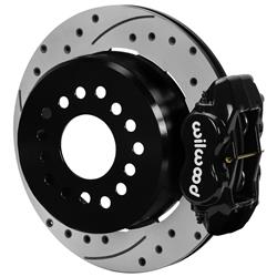 Disc Brake Kit, Dynalite Parking Brake, Rear, 12.19 in. Cross-Drilled/Slotted Rotors, 4-Piston Black Powdercoated Calipers, GM 7.625 in., Kit