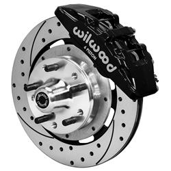 Disc Brakes, Front, Forged DynaPro, Cross-Drilled/Slotted Rotors, 6-Piston Black Calipers, Dodge, Chrysler, Plymouth, Kit