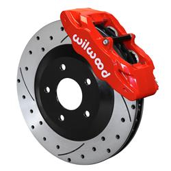 Disc Brakes, SLC56, Front, 12.80 in. Rotors, Brake Pads, Cross-Drilled/Slotted Rotor, 4-Piston, Red Powdercoated, BP-10 Brake Pads, Chevrolet, Kit