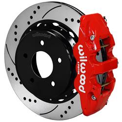 Disc Brake Kit, AERO4, Rear, Rotors, Crossed Drilled/Slotted Rotors, 4-piston Calipers, Red, Chevrolet, GMC, Kit