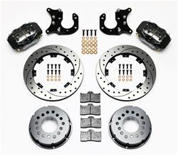 Disc Brakes, Rear, Cross-Drilled Rotors, 4-Piston Calipers, Ford, Big Bearing, 9 in., Kit