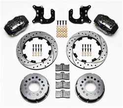 Disc Brakes, Rear, Pro Series, 12.19 in. Drilled/Slotted Rotors, 4-Piston Black Powdercoat Calipers, Mopar, Dana 60/Chrysler 8.75/9.75 in., Kit