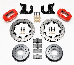 Disc Brakes, Rear, Pro Series, 12.19 in. Drilled/Slotted Rotors, 4-Piston Red Powdercoat Calipers, Mopar, Dana 60/Chrysler 8.75/9.75 in., Kit