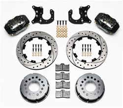 Disc Brakes, Rear, Cross-Drilled, Slotted Rotors, 4-Piston Calipers, Ford, Big Bearing, 9 in., Kit