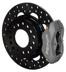 Disc Brakes, Rear, Drag Race, Cross-Drilled Rotors, 4-Piston Calipers, Ford, 9 in. Big Bearing, Kit