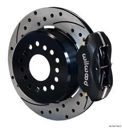 Disc Brake, Dynalite, Rear, Parking Brake, Drilled Rotors, 4-piston Caliper, Black, Chrysler, Dodge Plymouth