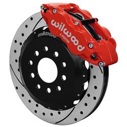 Disc Brakes, Front, Drilled and Slotted Rotor, 12.88 in. Diameter Rotors, Red, 6-Piston Calipers, Chevy, Kit