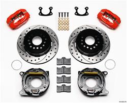 Disc Brake Kit, Dynalite Pro, Rear, Slotted/Drilled Rotor, 4-Piston Caliper, Red, Ford Small End, Kit