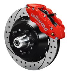 Disc Brakes, Front, Superlite 6, Drilled, Slotted Rotors, 6-Piston Calipers, Red, Chevy, Kit