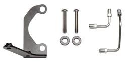 Brake Proportioning Valve Bracket, Bolt-on, Left Hand, Steel, Black E-coated, Stainless Steel Fluid Tubes, Kit