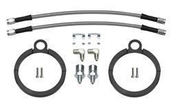 Brake Lines, Flexline, Braided Stainless Steel, 12 in. Length, with Clamp-On Axle Brackets, Kit