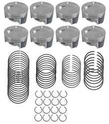 Pistons, Red Series, Forged Aluminum, 3.790 Bore, -2.10cc Flat, 3.622 in. Stroke, 6.125 Rod, Chevy, LS, Set of 8