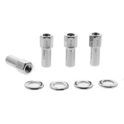 Lug Nuts, Shank with Washer, 7/16 in. X 20 RH, Open End, Chrome Plated Steel, Set of 4