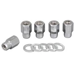 Lug Nuts, Shank with Washer, 0.550 in. Length, 1/2 in. x 20 RH, Open End, Chrome Plated Steel, Set of 5