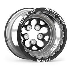 Wheel, Alpha-1, Aluminum, Matte Black, 15 in. x 13 in., 5 x 4.75 in. Bolt Circle, 5.000 in. Backspace, Double Beadlock, Mickey Thompson Bead, Each