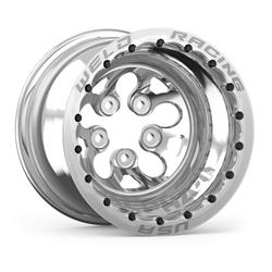 Wheel, Alpha-1, Aluminum, Polished, 15 in. x 14 in., 5 x 4.75 in. Bolt Circle, 4.000 in. Backspace, Double Beadlock, Mickey Thompson Bead, Each