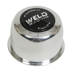 Center Cap, Dome, Push-through, Aluminum, Polished, Weld Racing Forged Alloy Logo, 3.160 in. Diameter, Each