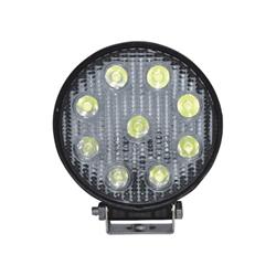 Auxiliary Light, LED Work Utility, Spot, Round, White Bulb, Clear Lens, Black Housing, 9-30 V, 27 watts, Each