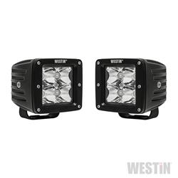 Auxiliary Lights, HyperQ LED, Flood, Square, White Bulb, Clear Lens, Chrome Faceplate, 10-30 V, 20 watts, Pair