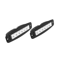 Auxiliary Lights, FM6 LED Flush-Mount, Flood, Rectangular, White Bulb, Clear Lens, 9-30 V, 18 watts, Pair