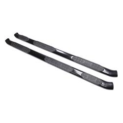 Step Bars, Nerf Bars, Pro Traxx 5 Wheel-to-Wheel, Oval, Steel, Black Powdercoated, 5 in. Diameter, Chevy, GMC, Pair