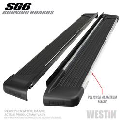 Running Boards, SG6, Aluminum, Black/Polished, 68.40 in. Length, 5.50 in. Width, Brackets Required, Pair