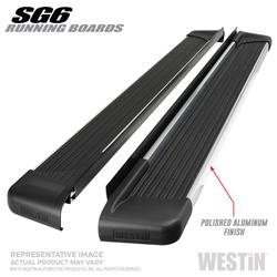 Running Boards, SG6, Aluminum, Black/Polished, 79 in. Length, 5.50 in. Width, Brackets Required, Pair