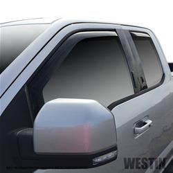 Side Window Visors, In-Channel, Front and Rear, Snap-in, Acrylic, Smoke, Ford, Set of 4