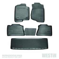 Floor Mats, Profile Floor Liners, Front/Second/Third Seat, Rubberized Polymer, Black, Westin Logo, Chevy, GMC, Set