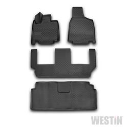 Floor Mats, Profile Floor Liners, Front/Second/Third Seat, Rubberized Polymer, Black, Westin Logo, Dodge, Set