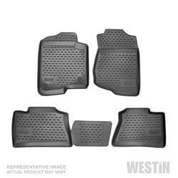 Floor Mats, Profile Floor Liners, Front/Second Seat, Rubberized Polymer, Black, Westin Logo, for Hyundai, Set