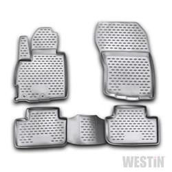 Floor Mats, Profile Floor Liners, Front/Second Seat, Rubberized Polymer, Black, Westin Logo, Mitsubishi, Set