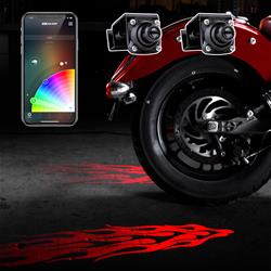 LED Projector Kit, CurbFX LED Projector Welcome Light Flame Style 2pc Bluetooth Waterproof