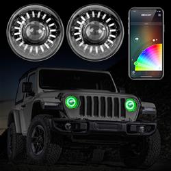 2pc 7in RGB Jeep JL Headlight Kit with Mounting Brackets with Dual-Mode Dash Mount Controller