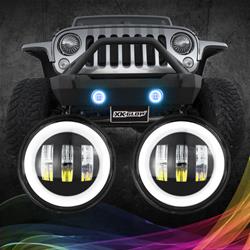 Auxiliary Lights, XKchrome LED, Fog, Round, White/Amber Bulb, Clear Lens, 12 V, Black Housing, Jeep, Kit