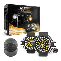 Motorcycle Front LED Turn Signal Kit - Flat Style Smoked Lenses