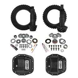 Ring and Pinion Gears and Installation Kit Combos, Yukon Stage 2, 4.88:1 Ratio, Dana M186 Front, Dana M200 in. Rear, Differential Covers, Jeep, Kit